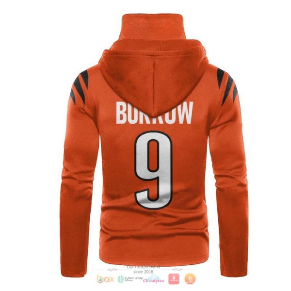 Nfl Cincinnati Bengals Burrow 9 Orange 3D Hoodie Mask