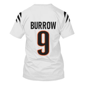 Nfl Cincinnati Bengals Burrow 9 Super Bowl Lvi White 3D Shirt