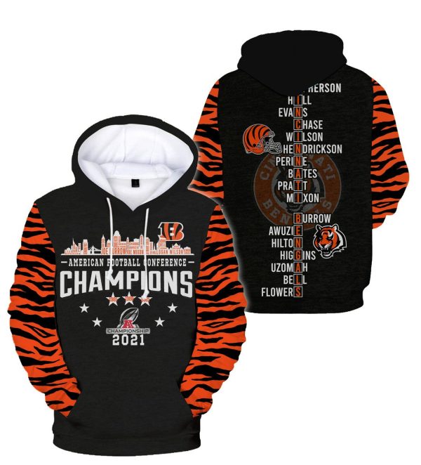 Nfl Cincinnati Bengals Champions 2021 3D Hoodie