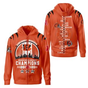 Nfl Cincinnati Bengals Champions 2021 Orange 3D Hoodie