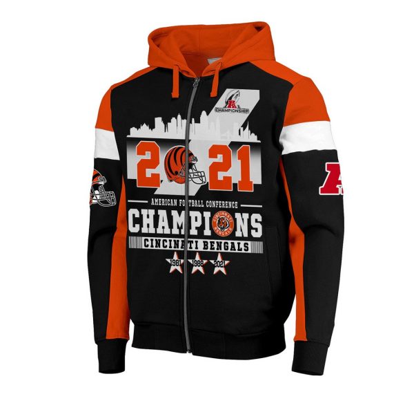 Nfl Cincinnati Bengals Champions Ver2 3D Zip Hoodie