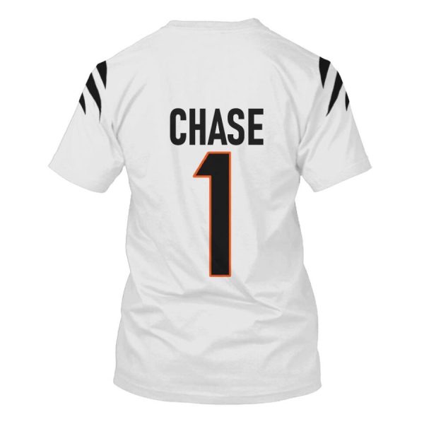 Nfl Cincinnati Bengals Chase 1 White 3D Shirt