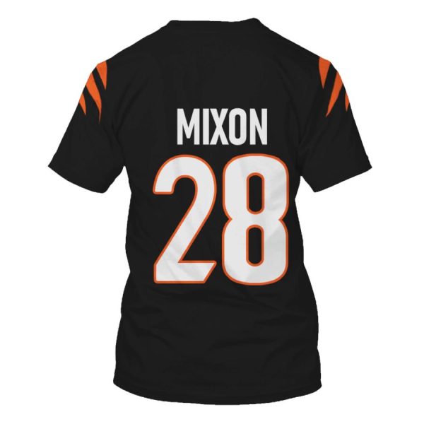 Nfl Cincinnati Bengals Mixon 28 Black 3D Shirt