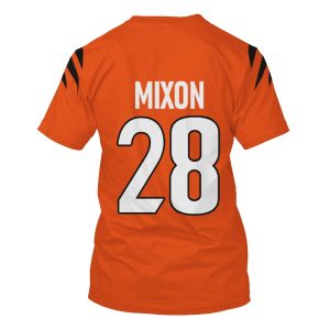 Nfl Cincinnati Bengals Mixon 28 Orange 3D Shirt