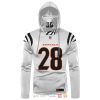 Nfl Cincinnati Bengals Mixon 28 White 3D Hoodie Mask