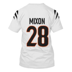 Nfl Cincinnati Bengals Mixon 28 White 3D Shirt