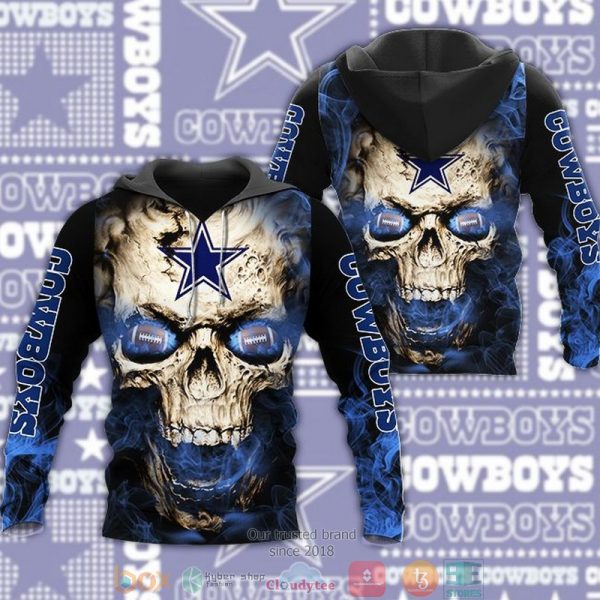 Nfl Dallas Cowboys Flame Skull 3D Hoodie