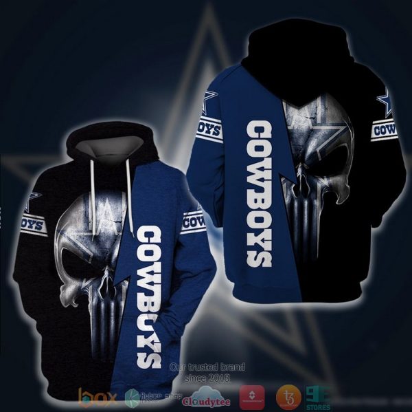 Nfl Dallas Cowboys Punisher Skull Navy Black 3D Hoodie