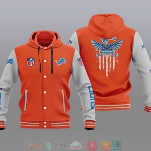 Nfl Detroit Lions Eagle American Flag Baseball Jacket Hoodie