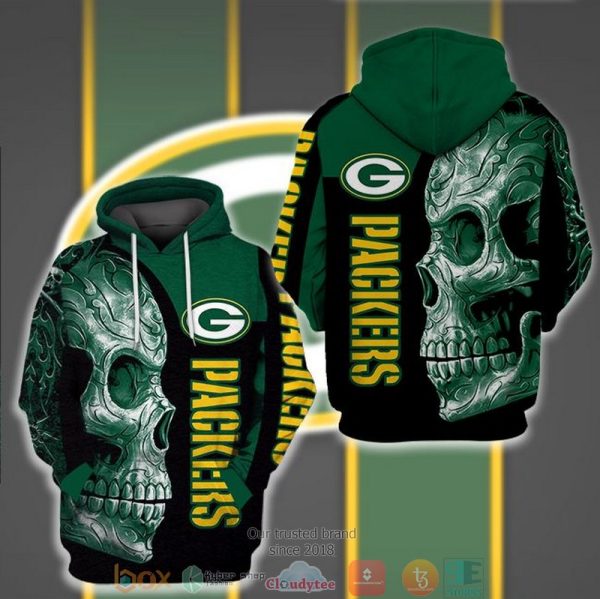 Nfl Green Bay Packers Green Skull 3D Hoodie