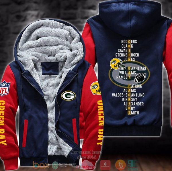 Nfl Green Bay Packers Players Name 3D Fleece Hoodie Jacket