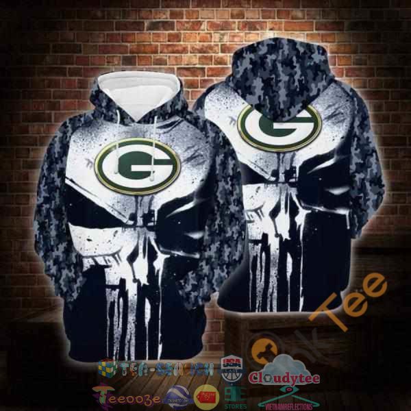 Nfl Green Bay Packers Skull Camo Hoodie 3D