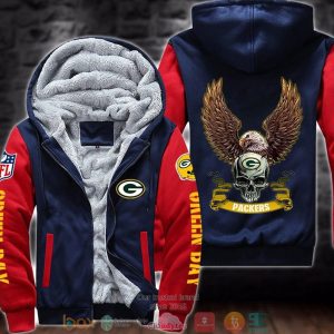 Nfl Green Bay Packers Skull Eagle Wings 3D Fleece Hoodie Jacket