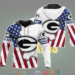 Nfl Green Bay Packers United States Flag White 3D Hoodie