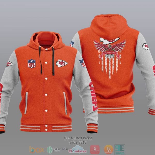 Nfl Kansas City Chiefs Eagle American Flag Baseball Jacket Hoodie