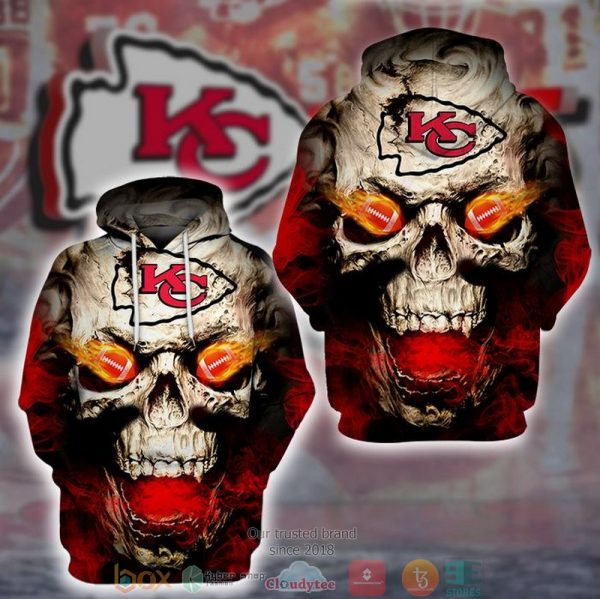 Nfl Kansas City Chiefs Flame Skull Red 3D Hoodie