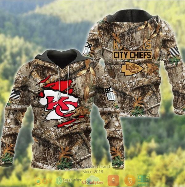 Nfl Kansas City Chiefs Hunting Camo 3D Hoodie