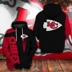 Nfl Kansas City Chiefs Logo Black Red 3D Hoodie