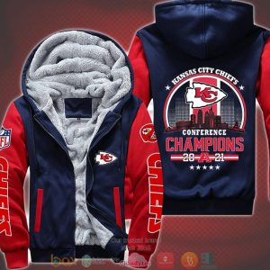 Nfl Kansas City Chiefs Logo Conference Champions 2021 3D Fleece Hoodie