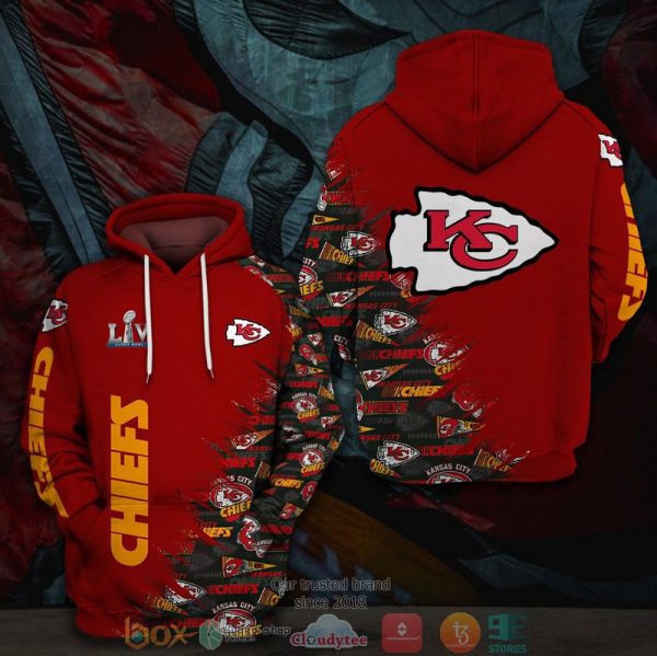 Nfl Kansas City Chiefs Logo Liv Red Black 3D Hoodie