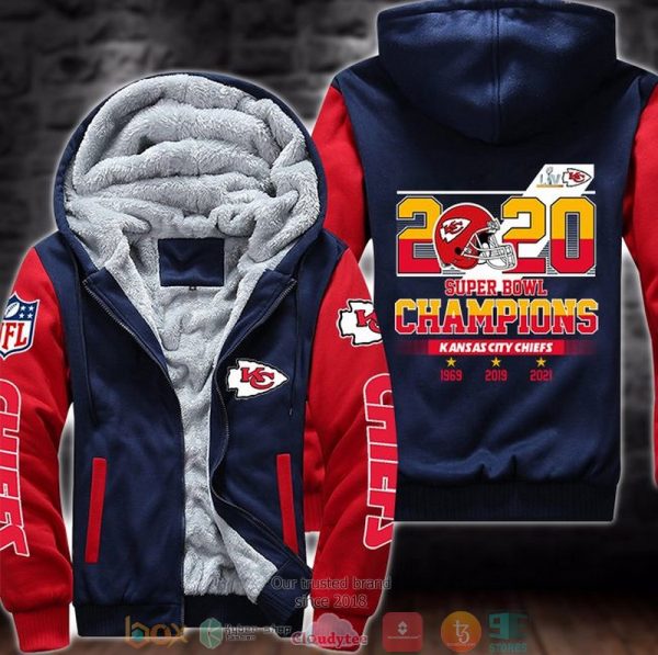 Nfl Kansas City Chiefs Logo Super Bowl Liv Champions 2020 3D Fleece Hoodie