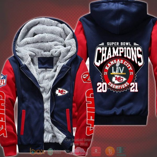 Nfl Kansas City Chiefs Logo Super Bowl Liv Champions 2021 3D Fleece Hoodie