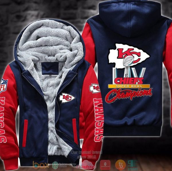 Nfl Kansas City Chiefs Logo Super Bowl Liv Champions 3D Fleece Hoodie