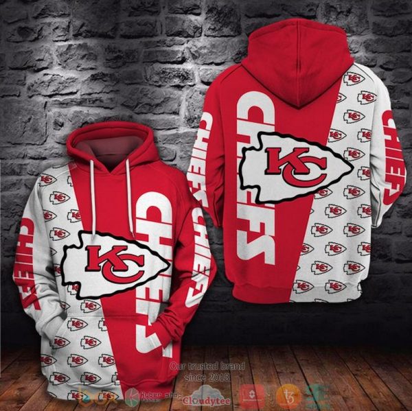 Nfl Kansas City Chiefs Logo White Red 3D Hoodie