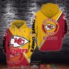 Nfl Kansas City Chiefs Logo Yellow Red 3D Hoodie