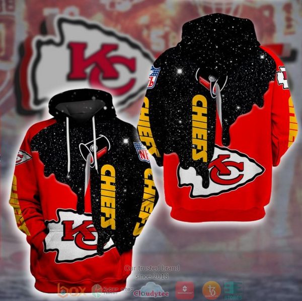 Nfl Kansas City Chiefs Paint Black Red 3D Hoodie