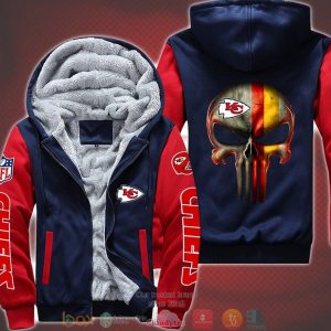 Nfl Kansas City Chiefs Punisher Skull 3D Fleece Hoodie Jacket