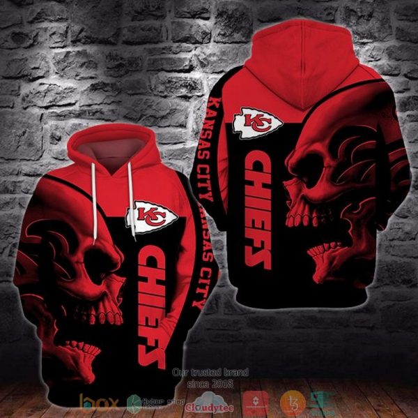 Nfl Kansas City Chiefs Skull 3D Hoodie