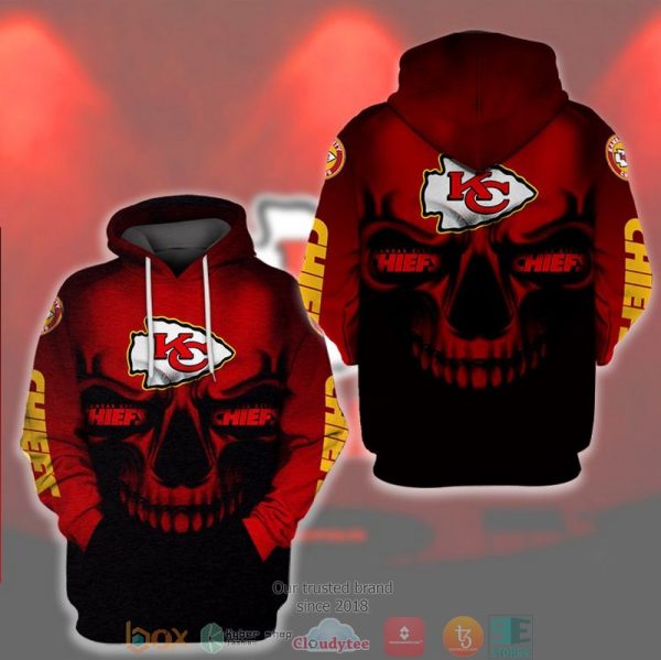 Nfl Kansas City Chiefs Skull Red Black 3D Hoodie