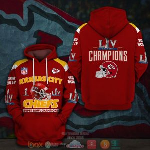 Nfl Kansas City Chiefs Super Bowl Liv Champions Red 3D Hoodie