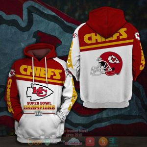 Nfl Kansas City Chiefs Super Bowl Liv Champions Red White 3D Hoodie