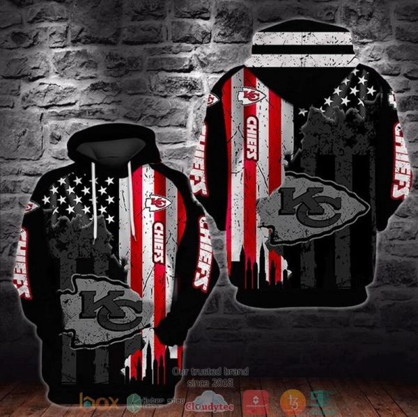 Nfl Kansas City Chiefs United States Flag Black 3D Hoodie