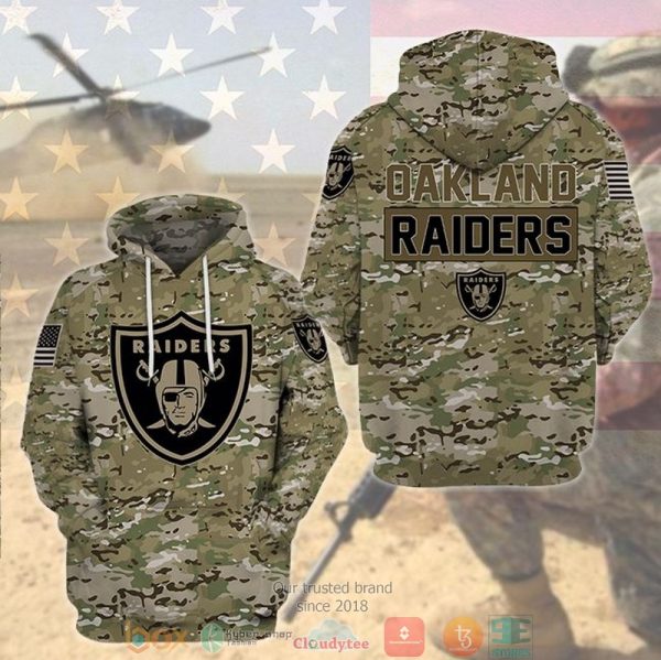 Nfl Las Vegas Raiders Camo Us Flag 3D Hoodie