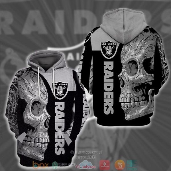 Nfl Las Vegas Raiders Grey Skull 3D Hoodie