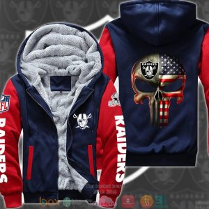 Nfl Las Vegas Raiders Punisher Skull 3D Fleece Hoodie Jacket