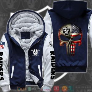 Nfl Las Vegas Raiders Punisher Skull 3D Fleece Hoodie Jacket