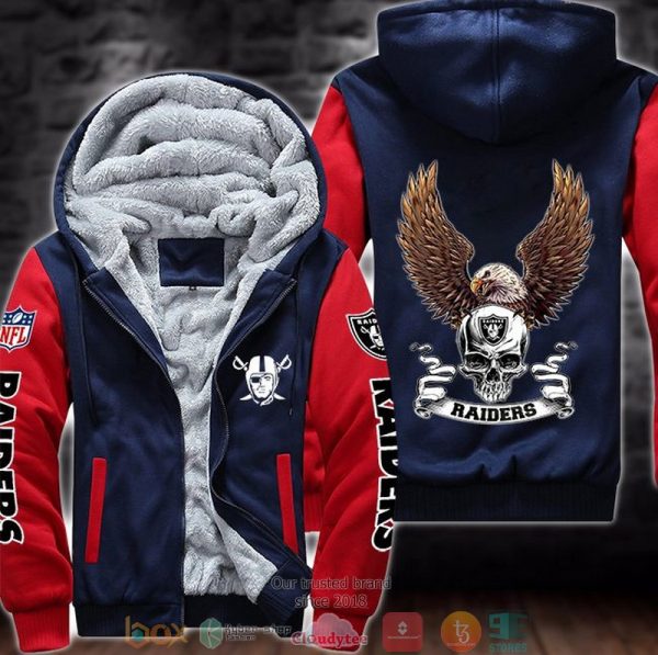 Nfl Las Vegas Raiders Skull Eagle Wings 3D Fleece Hoodie Jacket