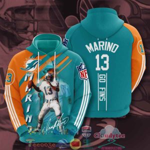 Nfl Miami Dolphins Dan Marino 13 Go Fins Hoodie 3D