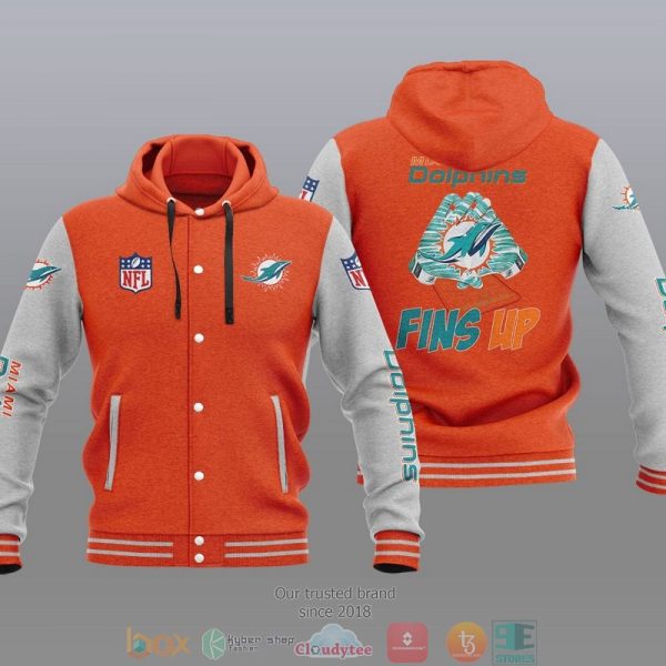 Nfl Miami Dolphins Fins Up Baseball Jacket Hoodie