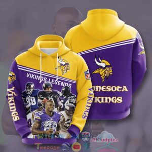 Nfl Minnesota Vikings Legends Signatures Hoodie 3D