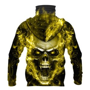 Nfl Minnesota Vikings Yellow Flameskull 3D Hoodie Mask