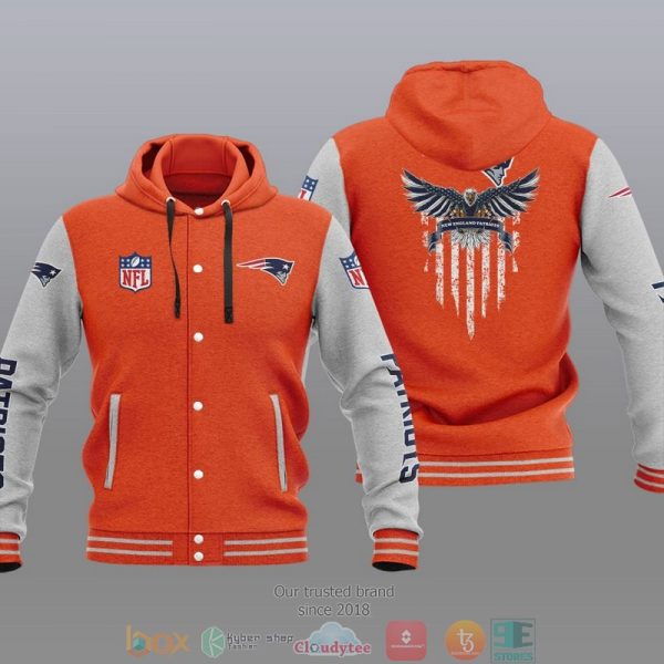 Nfl New England Patriots Eagle American Flag Baseball Jacket Hoodie