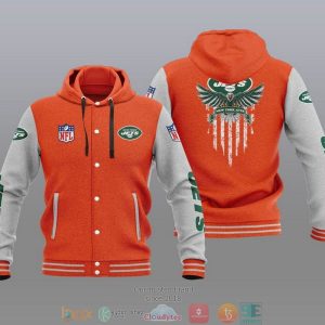 Nfl New York Jets Eagle American Flag Baseball Jacket Hoodie