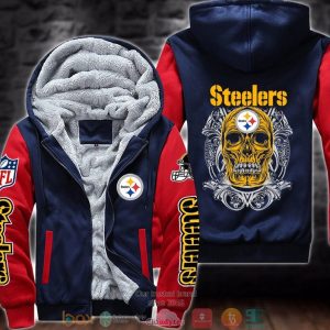 Nfl Pittsburgh Steelers Skull Face 3D Fleece Hoodie Jacket