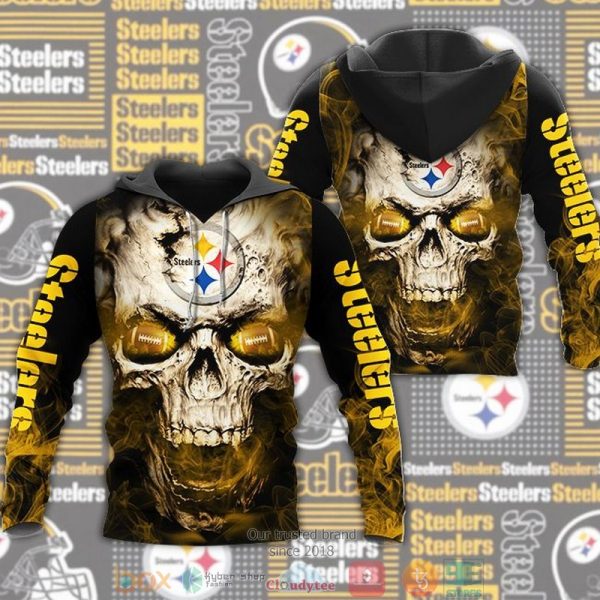 Nfl Pittsburgh Steelers Skull Flame 3D Hoodie