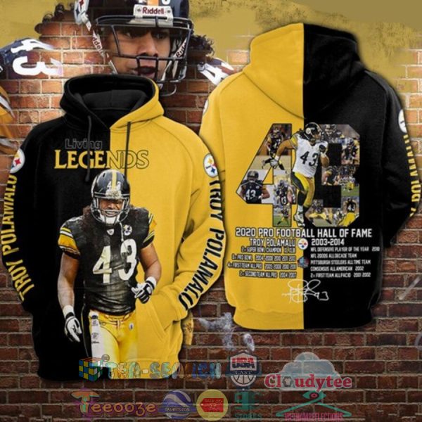 Nfl Pittsburgh Steelers Troy Polamalu 43 Hoodie 3D